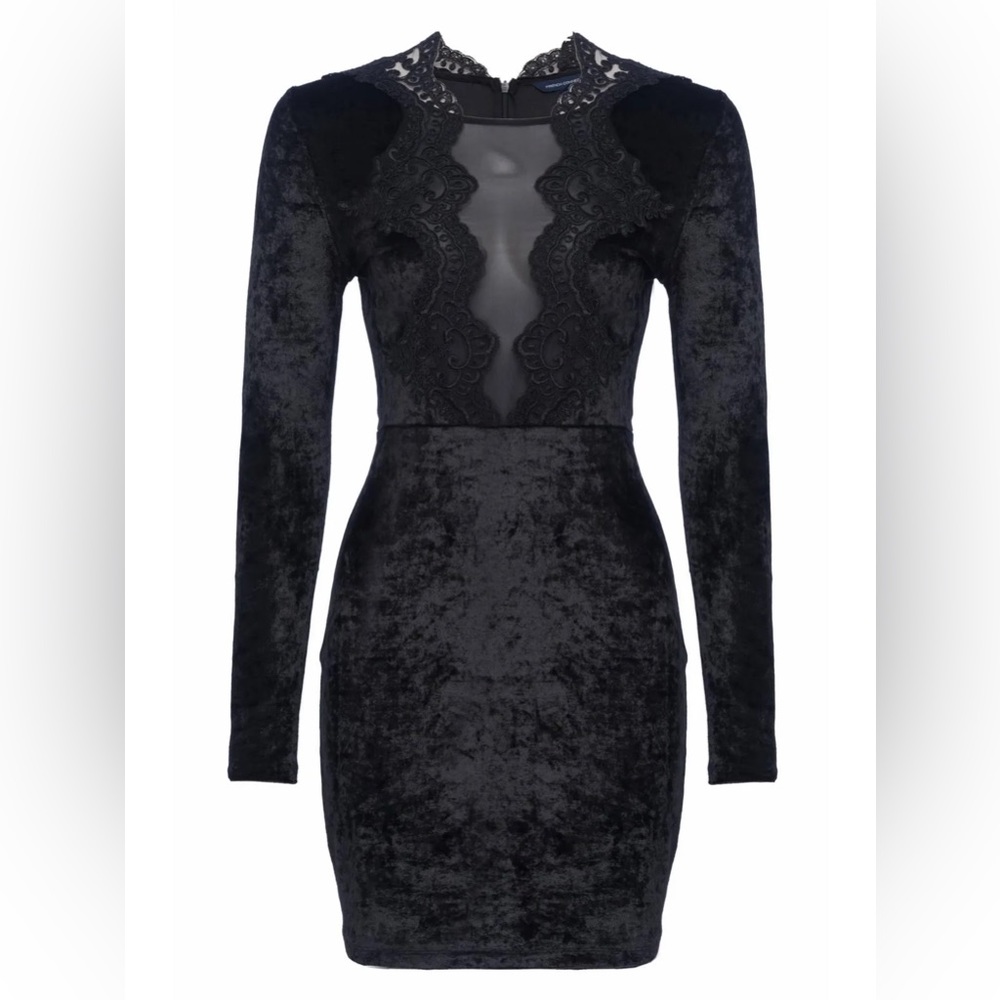 French Connection Velvet and Lace Bodycon Dress